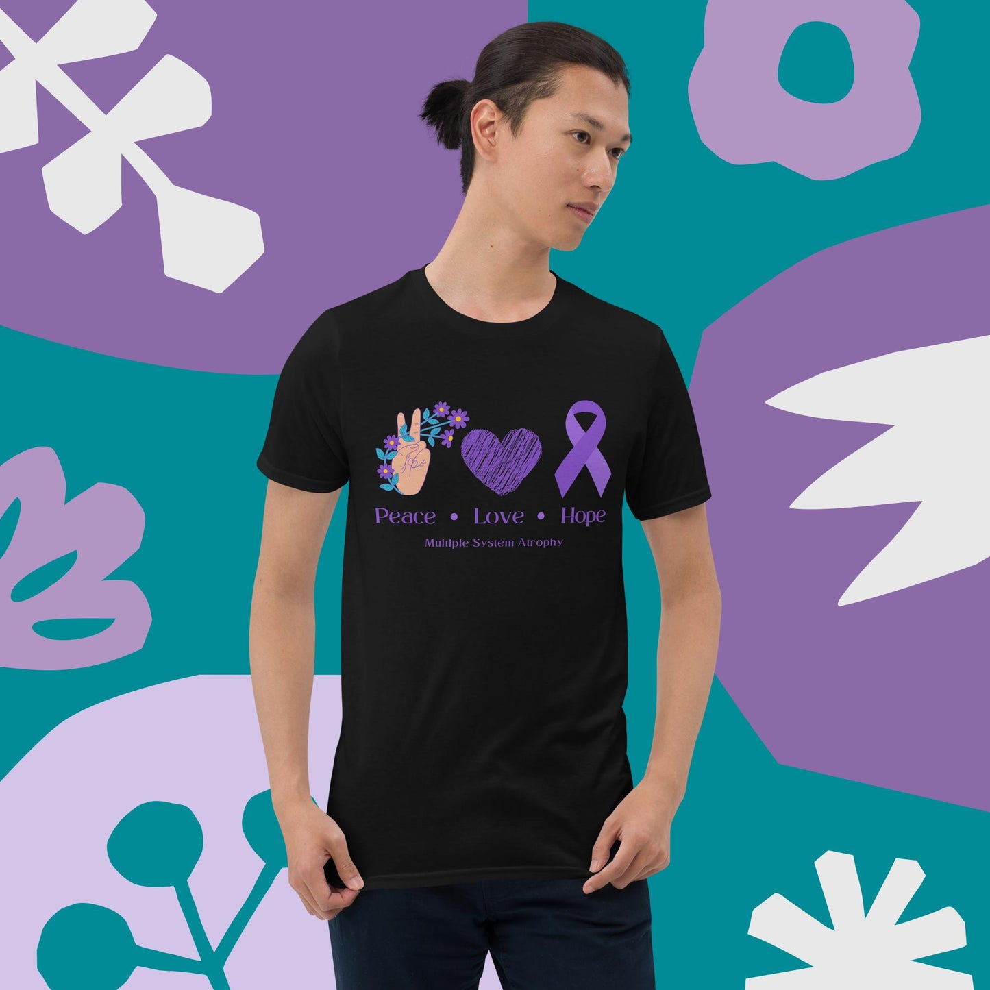 Multiple System Atrophy PEACE, LOVE, HOPE Short-Sleeve Unisex T-Shirt